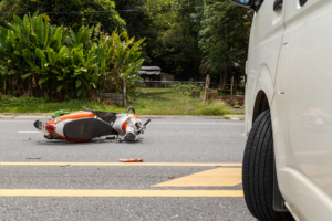 Motorcycle on the road after an accident